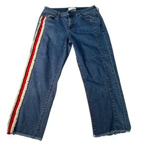PARKER SMITH Y2K Asymmetrical Racer Stripe Jeans Cropped